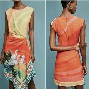 Anthropologie Eva Franco Vibrant Bird Dress 2P